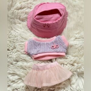 Labubu clothes and accessories -  3pcs pink ALO outfit Set